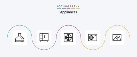 eletrodomésticos linha 5 ícone pacote Incluindo foto. casa louça. extrator. lar. ao ar livre vetor