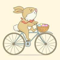 coelho da páscoa andando de bicicleta vetor