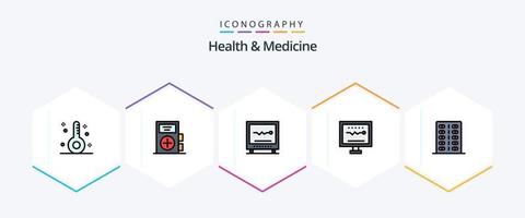 saúde e remédio 25 linha preenchida ícone pacote Incluindo . . batimento cardiaco. saúde. ginástica vetor