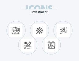 investimento linha ícone pacote 5 ícone Projeto. poupança. jar. retornar. moedas. investimento vetor