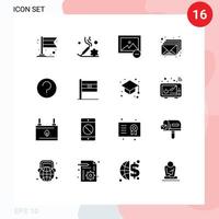 Móvel interface sólido glifo conjunto do 16 pictogramas do marca Socorro imagem básico enviar editável vetor Projeto elementos