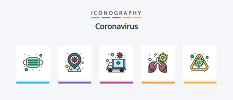 coronavírus linha preenchidas 5 ícone pacote Incluindo comprimido. cápsula. bactéria. antivírus. sangue. criativo ícones Projeto vetor