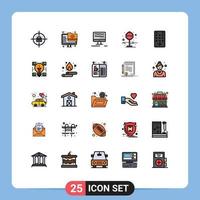 25 do utilizador interface preenchidas linha plano cor pacote do moderno sinais e símbolos do Ideias televisão conectados controlo remoto Pare editável vetor Projeto elementos