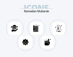 Ramadã glifo ícone pacote 5 ícone Projeto. namaz. tapete. esteja vivo. Rezar. doação vetor