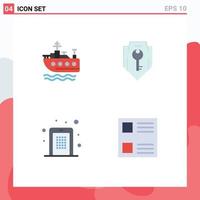 pictograma conjunto do 4 simples plano ícones do navio código Acesso segurança PIN editável vetor Projeto elementos