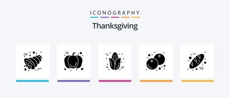 Ação de graças glifo 5 ícone pacote Incluindo pão. Ação de graças. outono. fruta. baga. criativo ícones Projeto vetor