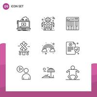 9 criativo ícones moderno sinais e símbolos do estação Cruz inteligente música teclado editável vetor Projeto elementos