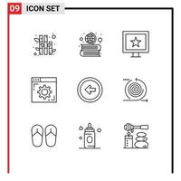 9 criativo ícones moderno sinais e símbolos do do utilizador interface botão estrelas seta configuração editável vetor Projeto elementos