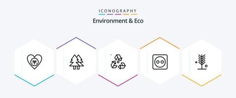 meio Ambiente e eco 25 linha ícone pacote Incluindo energia. plugue borda. verde. verde. meio Ambiente vetor