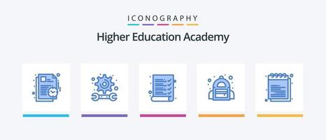 Academia azul 5 ícone pacote Incluindo estudar. Educação. auditoria. Academia. escola. criativo ícones Projeto vetor