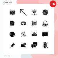 16 do utilizador interface sólido glifo pacote do moderno sinais e símbolos do agrement criativo filtro círculo lâmpada editável vetor Projeto elementos