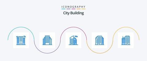 cidade construção azul 5 ícone pacote Incluindo real. negócios. prédio. prédio. construção vetor