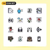 16 do utilizador interface plano cor preenchidas linha pacote do moderno sinais e símbolos do digital telefone detalhes Contatos relatório editável criativo vetor Projeto elementos
