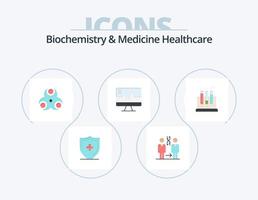 bioquímica e remédio cuidados de saúde plano ícone pacote 5 ícone Projeto. tubo. coração. saúde. hospital. saúde vetor