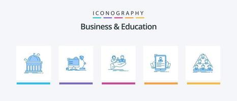 o negócio e Educação azul 5 ícone pacote Incluindo contratando. retomar. lâmpada. mão. família. criativo ícones Projeto vetor