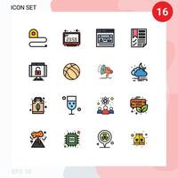 16 do utilizador interface plano cor preenchidas linha pacote do moderno sinais e símbolos do dados página exibição documento marca páginas editável criativo vetor Projeto elementos