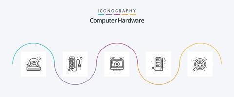 computador hardware linha 5 ícone pacote Incluindo desligar. armazenar. tela. bater. hardware vetor