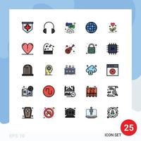 25 criativo ícones moderno sinais e símbolos do flor Educação som Internet mundo editável vetor Projeto elementos