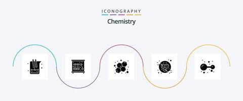 química glifo 5 ícone pacote Incluindo laboratório. química. átomo. átomos. moléculas vetor