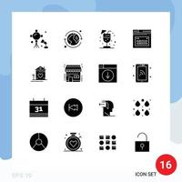 16 universal sólido glifo sinais símbolos do família casa beber local na rede Internet página editável vetor Projeto elementos