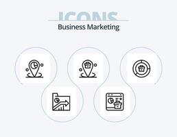 o negócio marketing linha ícone pacote 5 ícone Projeto. computador portátil. negócios. lugar. Smartphone. investimento vetor