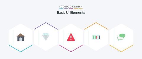 básico ui elementos 25 plano ícone pacote Incluindo bater papo. simples. alerta. eletricidade. carregar vetor