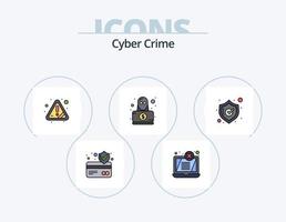 cyber crime linha preenchidas ícone pacote 5 ícone Projeto. aviso. vírus. perigo. computador portátil. erro vetor