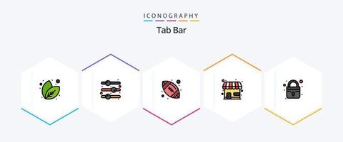 aba Barra 25 linha preenchida ícone pacote Incluindo . trancar. bola. fechado. fazer compras vetor