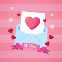 cartão de feliz dia dos namorados com envelope e coração vetor