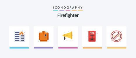 bombeiro plano 5 ícone pacote Incluindo não. fogo. alto. evacuar. emergência. criativo ícones Projeto vetor