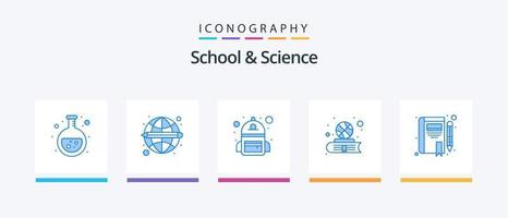 escola e Ciência azul 5 ícone pacote Incluindo história. esporte. bolsa. estudar. livro. criativo ícones Projeto vetor