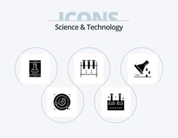 Ciência e tecnologia glifo ícone pacote 5 ícone Projeto. laboratório vidraria. químico frasco. inteligente laboratório. teste tubo. laboratório frasco vetor