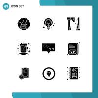 Móvel interface sólido glifo conjunto do 9 pictogramas do bolha quente chá dicas quente café Ferramentas editável vetor Projeto elementos