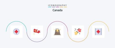 Canadá plano 5 ícone pacote Incluindo bandeira. Escandinávia. bolo. luvas. ártico vetor