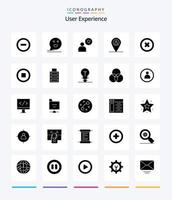 criativo do utilizador experiência 25 glifo sólido Preto ícone pacote tal Como cara. localização. feliz.. amor vetor