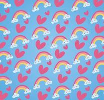 cartão de feliz dia dos namorados com padrão de corações e arco-íris vetor