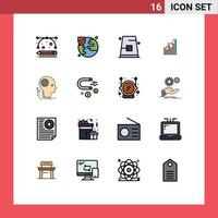 Móvel interface plano cor preenchidas linha conjunto do 16 pictogramas do Estatisticas diagrama fivela o negócio gráfico editável criativo vetor Projeto elementos