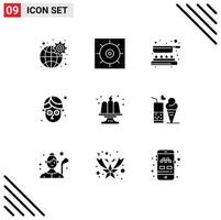 conjunto do 9 moderno ui ícones símbolos sinais para festa bolo cozinhando aniversário facial editável vetor Projeto elementos