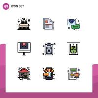 9 do utilizador interface linha preenchida plano cor pacote do moderno sinais e símbolos do e comércio legal documento caixa consultando editável vetor Projeto elementos