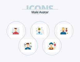 masculino avatar plano ícone pacote 5 ícone Projeto. . soldado. programação. piloto. jogos vetor