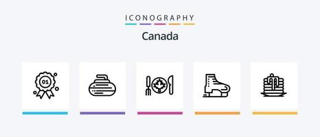 Canadá linha 5 ícone pacote Incluindo folha. outono. registro. camisa. saudável. criativo ícones Projeto vetor