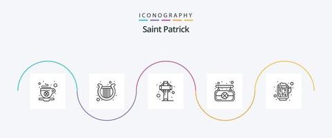 santo patrick linha 5 ícone pacote Incluindo bebida. álcool. Cruz. patrick. borda vetor