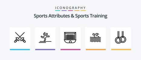 Esportes atributos e Esportes Treinamento linha 5 ícone pacote Incluindo natação. esporte. esporte. atividade. vento. criativo ícones Projeto vetor