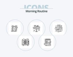 manhã rotina linha ícone pacote 5 ícone Projeto. café da manhã. bolsa. café da manhã. mala. o negócio vetor
