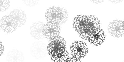 padrão de doodle de vetor cinza claro com flores.