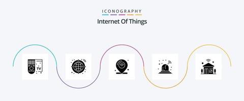 Internet do coisas glifo 5 ícone pacote Incluindo Internet do coisas. casa. Internet. claro. alarme vetor