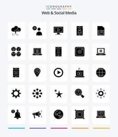 criativo rede e social meios de comunicação 25 glifo sólido Preto ícone pacote tal Como . célula. assistir. móvel. vídeo vetor