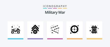 militares guerra glifo 5 ícone pacote Incluindo investigação. visão. fronteira. ponto. mirar. criativo ícones Projeto vetor