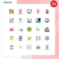 grupo do 25 plano cores sinais e símbolos para bolsas terceirizar dispositivo navegação trabalho editável vetor Projeto elementos