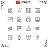 16 criativo ícones moderno sinais e símbolos do interface Projeto Primavera calendário cidade editável vetor Projeto elementos